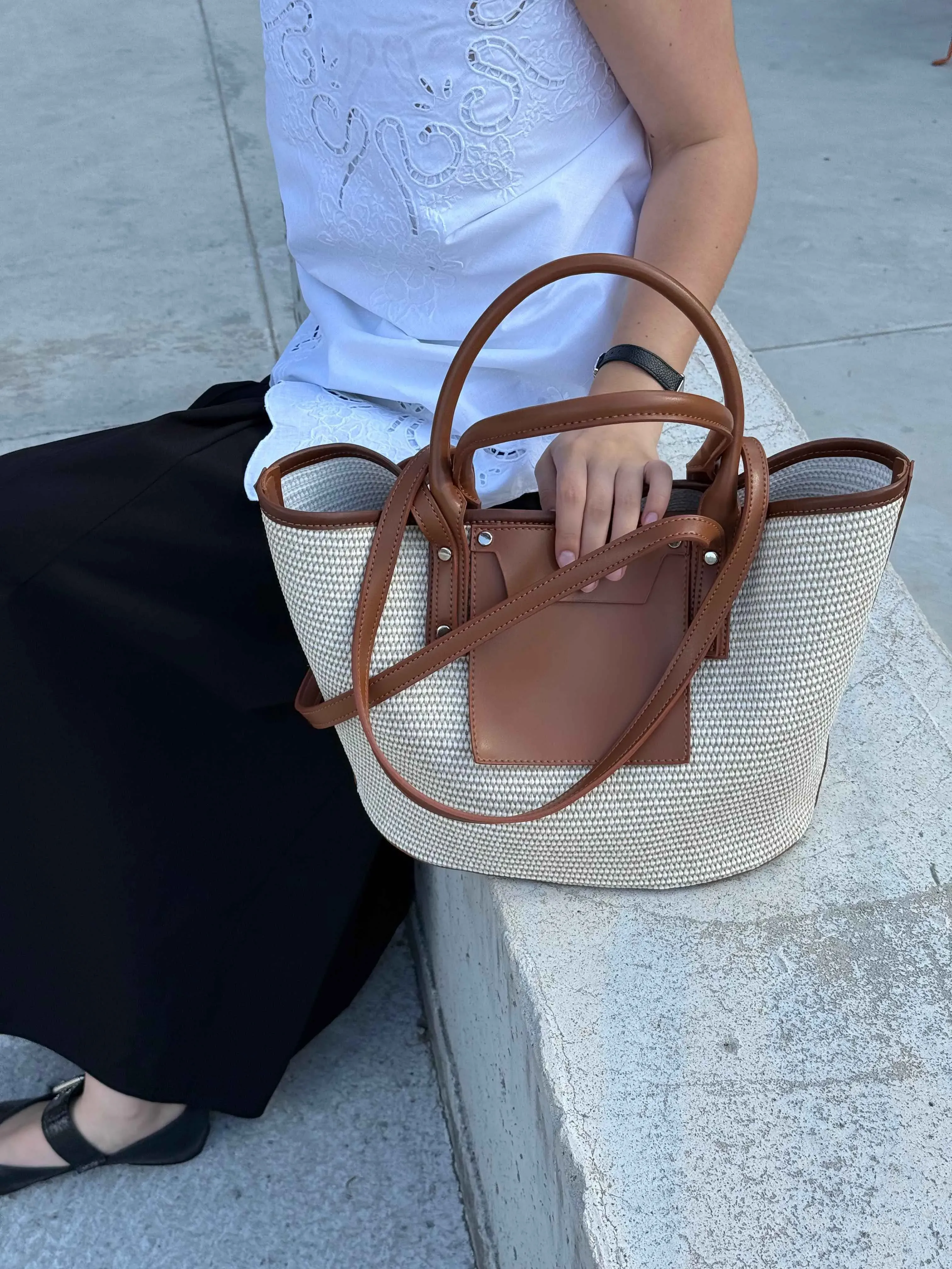 STRAW BAG BROWN
